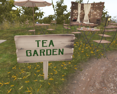 Tea Garden wooden sign